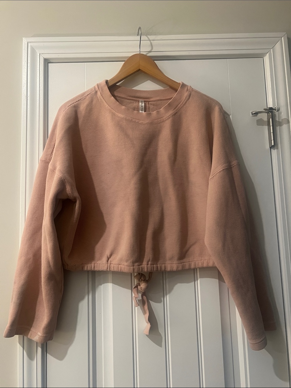 Fabletics Anna Tie-Back Waffle Knit Cropped Seeatshirt